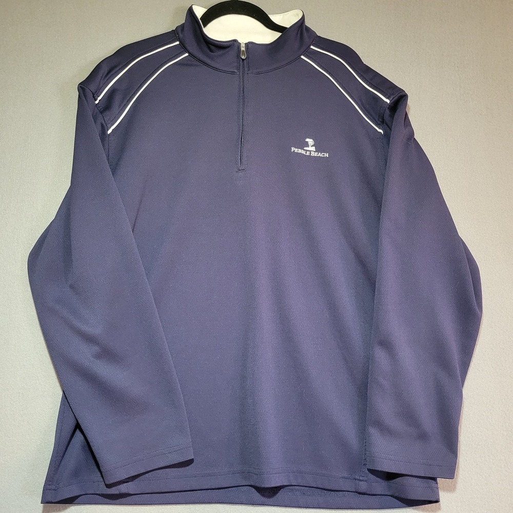 Pebble Beach Performance Mens XL Navy Blue 1/4 Zip Pullover Golf Sweater